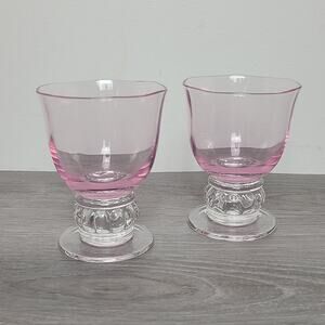 Gorham Crystal Rose Serenade Pink Double Old Fashioned Glasses Set of 2